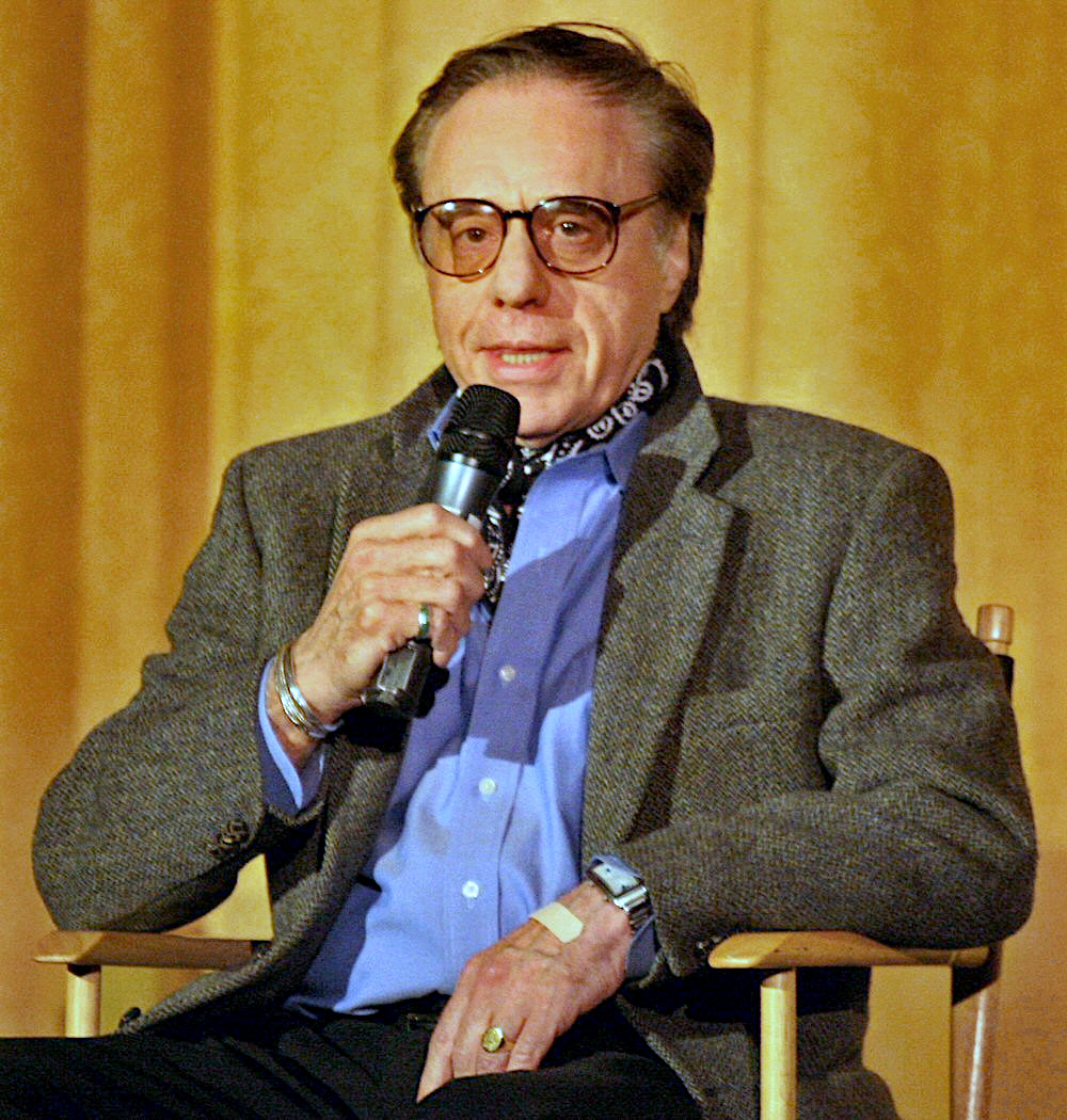 Peter Bogdanovich speaking into a microphone