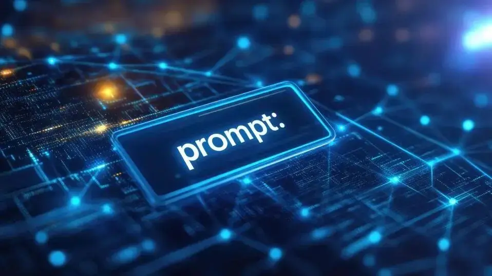 Digital network illustration with the word Prompt