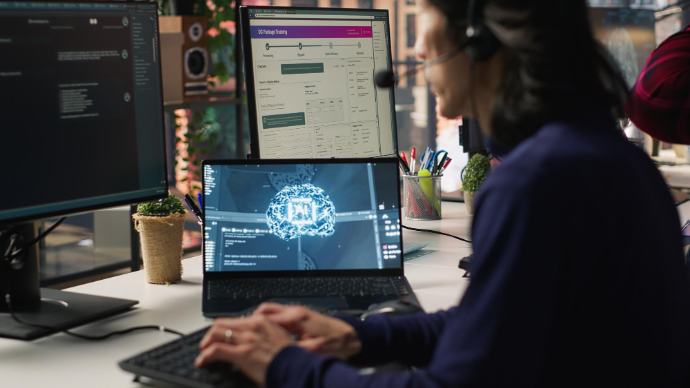 Developer working with an AI application