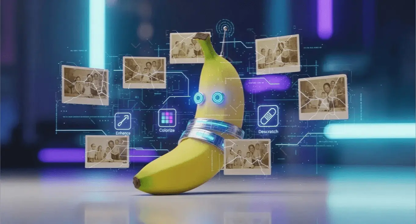 Digital image editing illustration with a banana