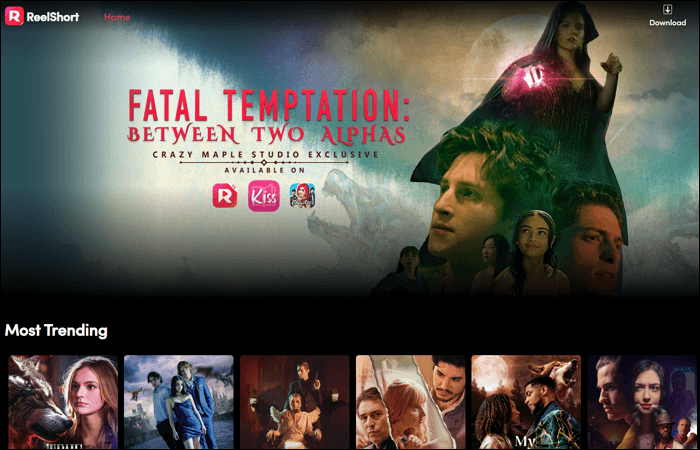 ReelShort homepage showing drama thumbnails