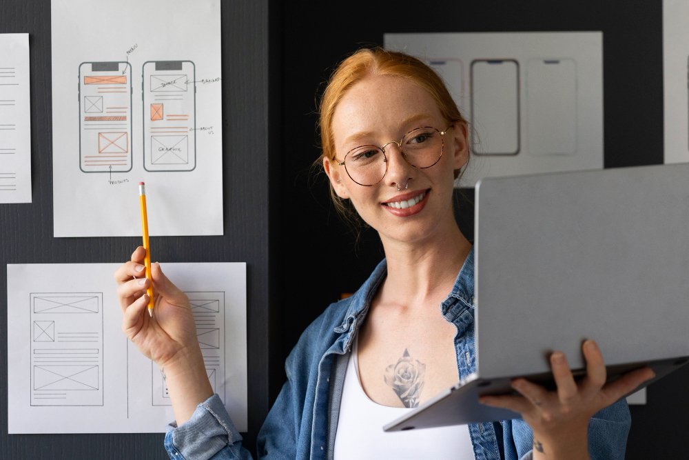 Designer holding a tablet and pencil