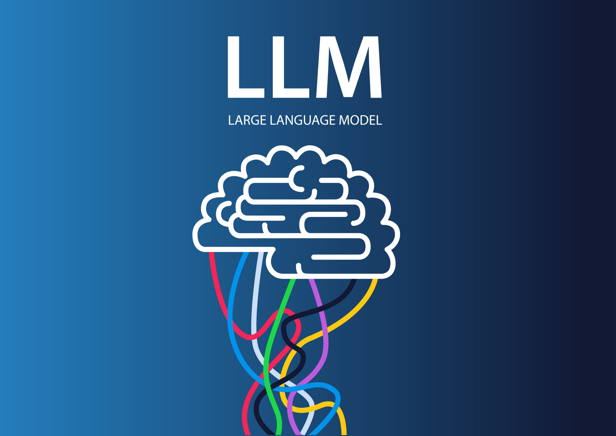 Large language model illustration with a brain icon