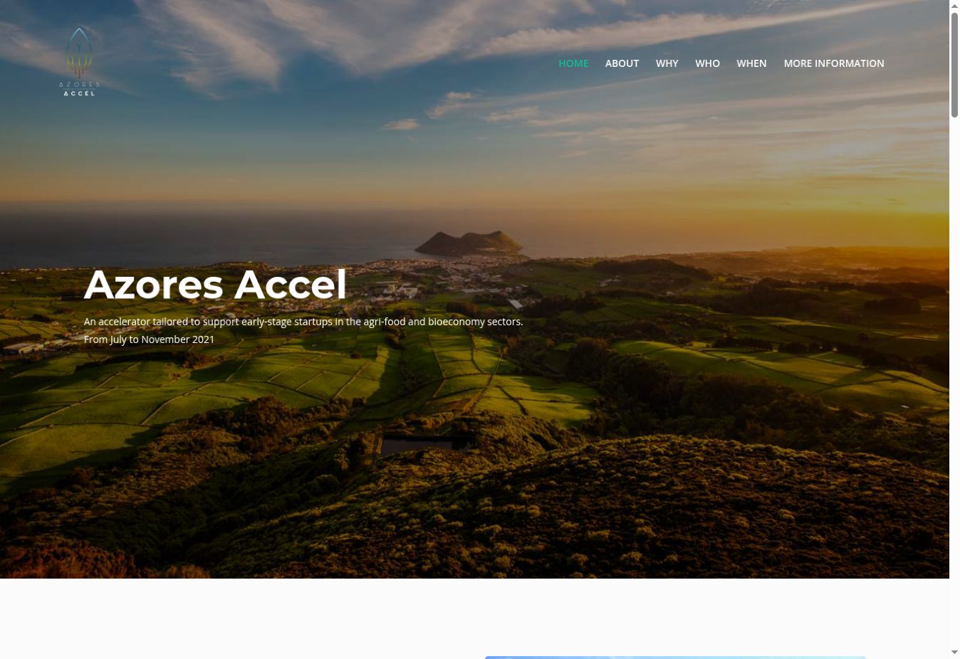 Azores Accel website homepage screenshot