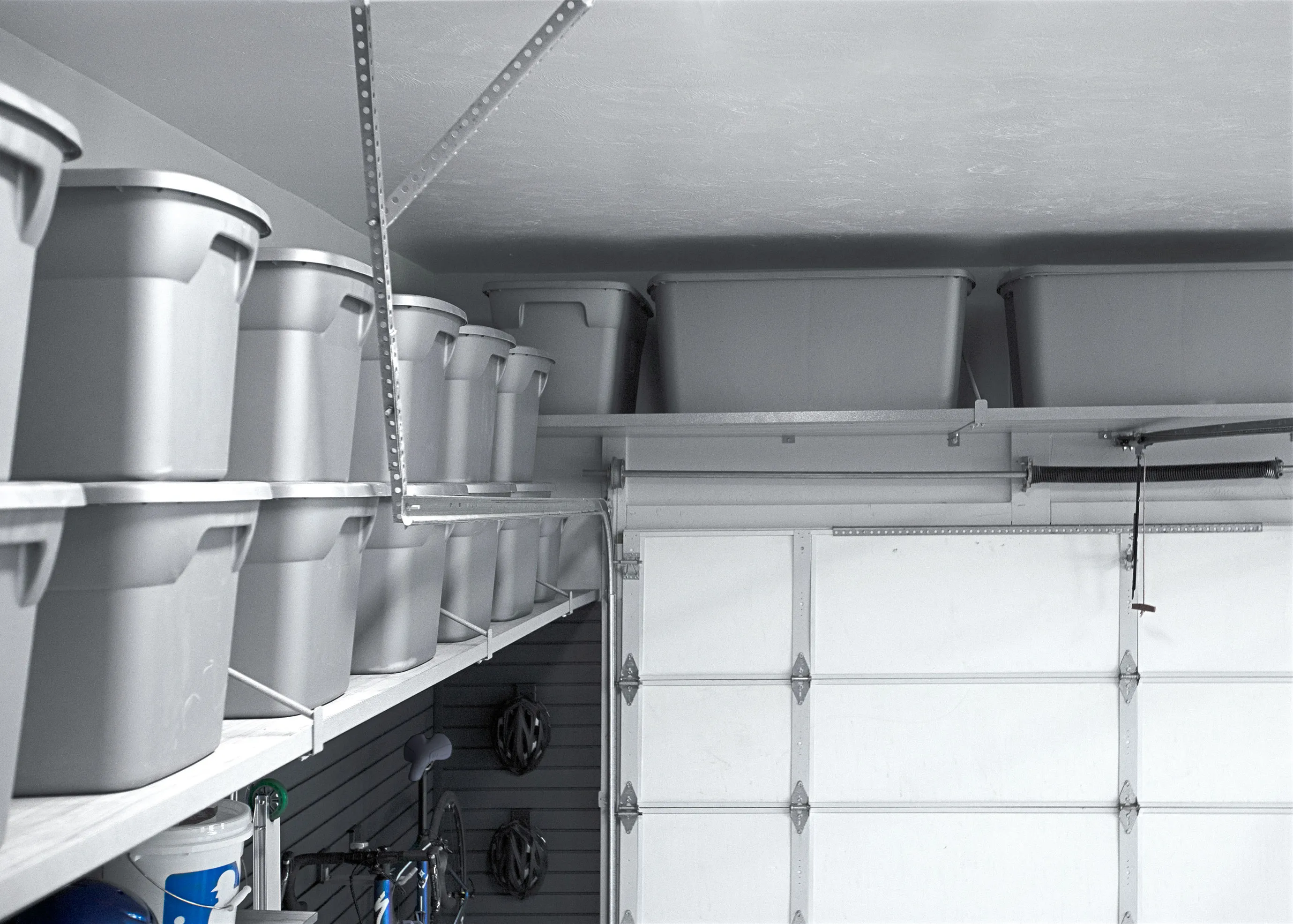 garage storage shelves with totes