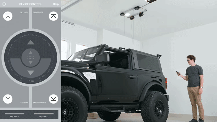 hard top lifter can be controlled by the app. 