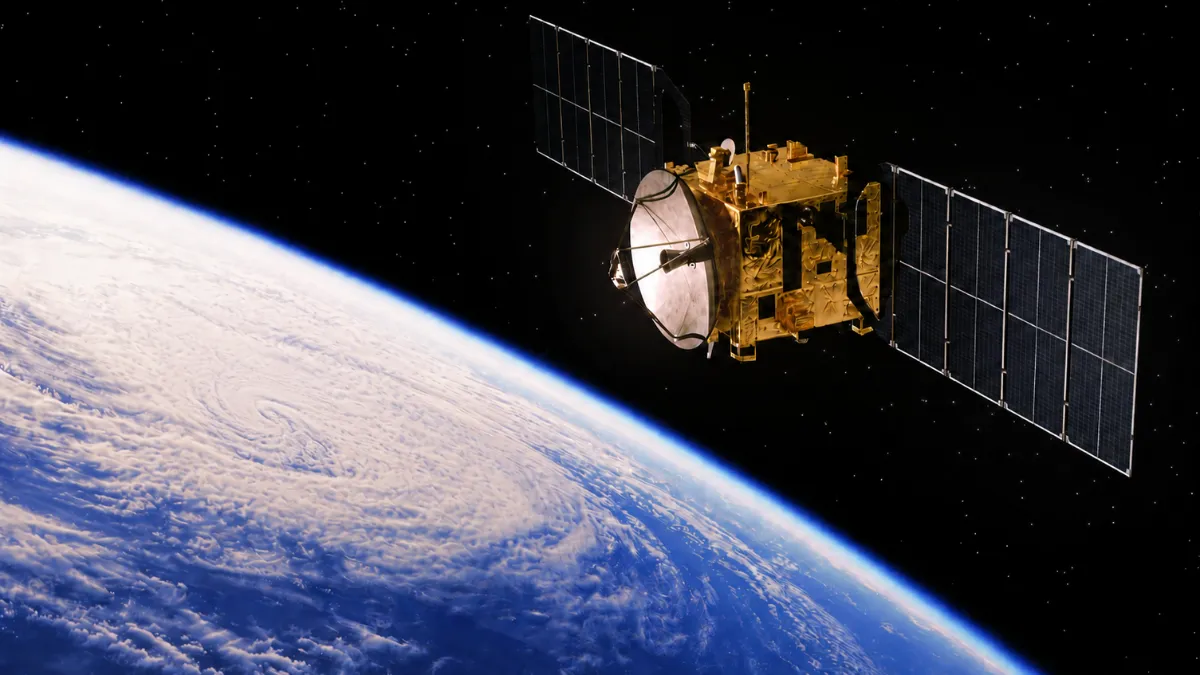 Satellite orbiting Earth from space