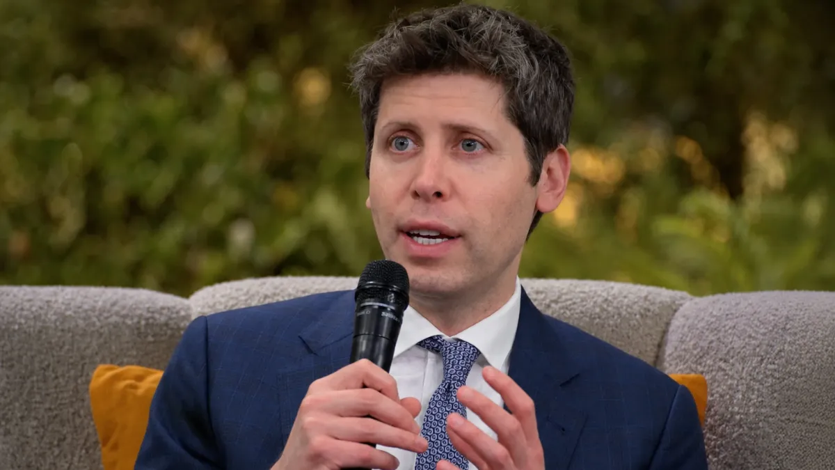 Sam Altman speaking on stage