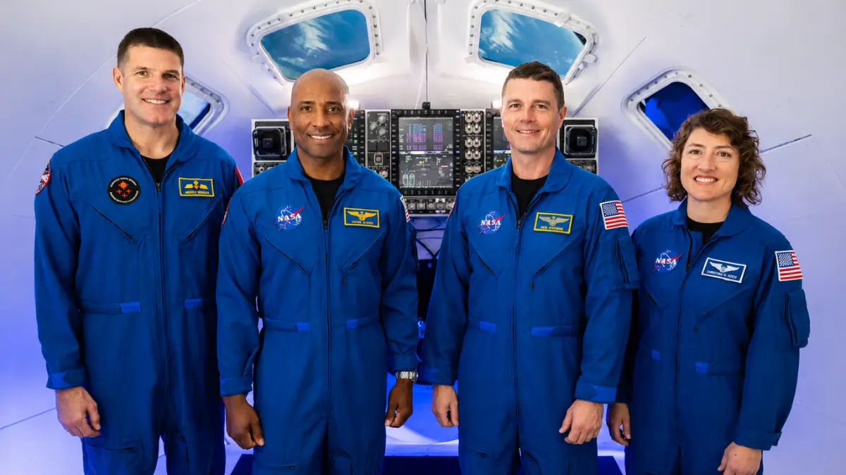 NASA crew inside spacecraft cabin