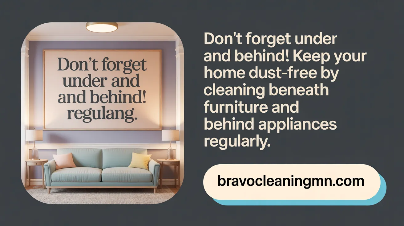 Don't Forget Under and Behind! Keep your home dust-free by cleaning beneath furniture and behind appliances regularly.