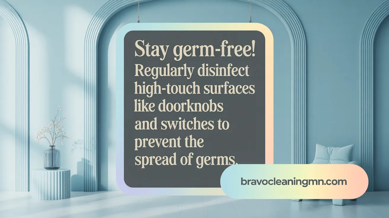 Stay Germ-Free! Regularly disinfect high-touch surfaces like doorknobs and switches to prevent the spread of germs.