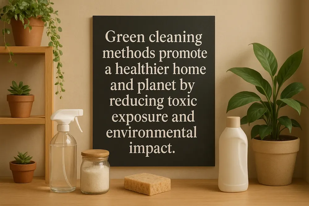 Green cleaning methods promote a healthier home and planet by reducing toxic exposure and environmental impact.