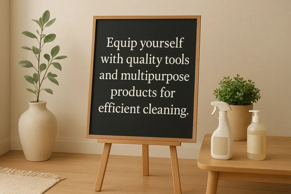 Equip yourself with quality tools and multipurpose products for efficient cleaning.