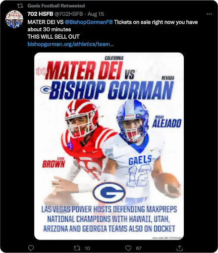 Football tickets on sale tweet