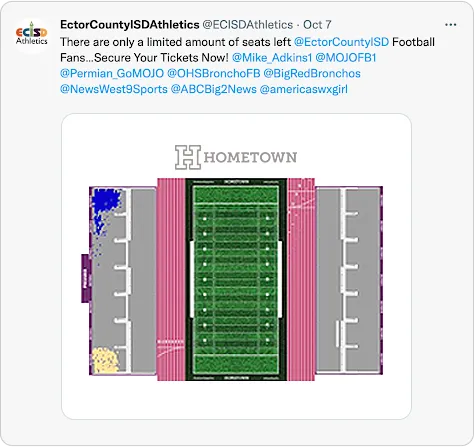 Football seat map tweet