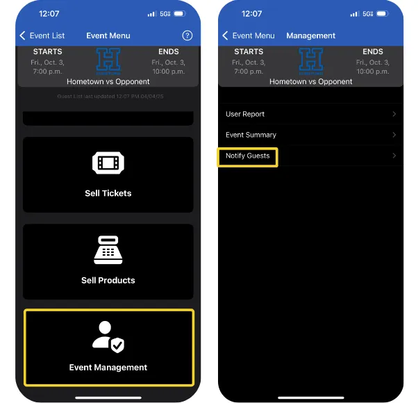 Real-time alerts example