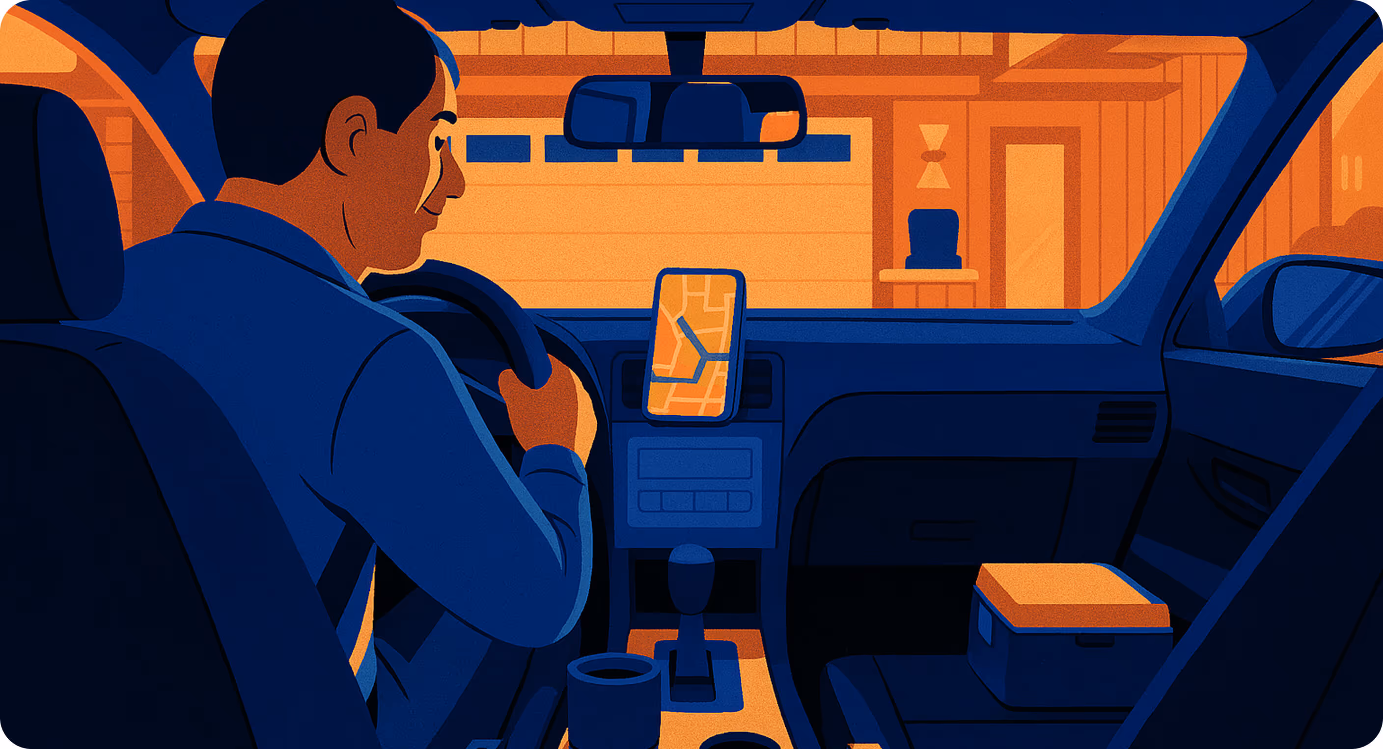 a man in a car