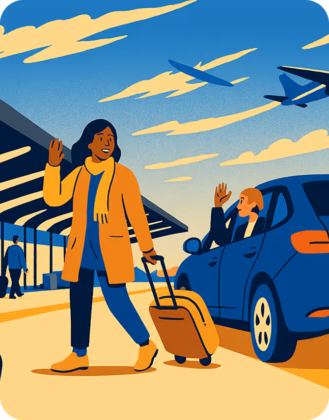 a woman waving at a car