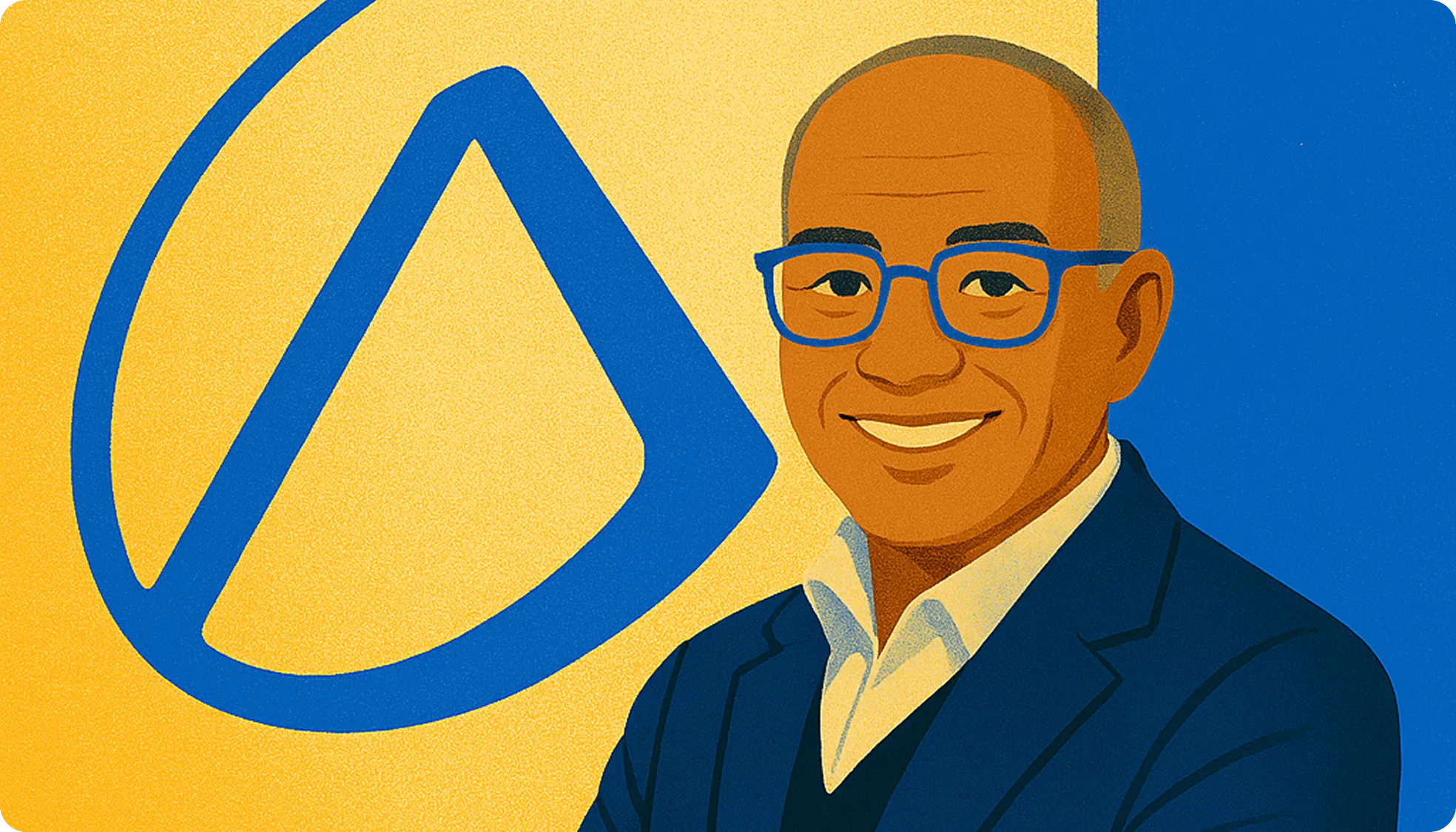 A man wearing glasses and a blue jacket.