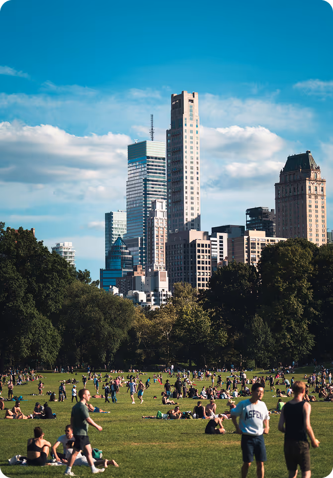 a group of people in a park