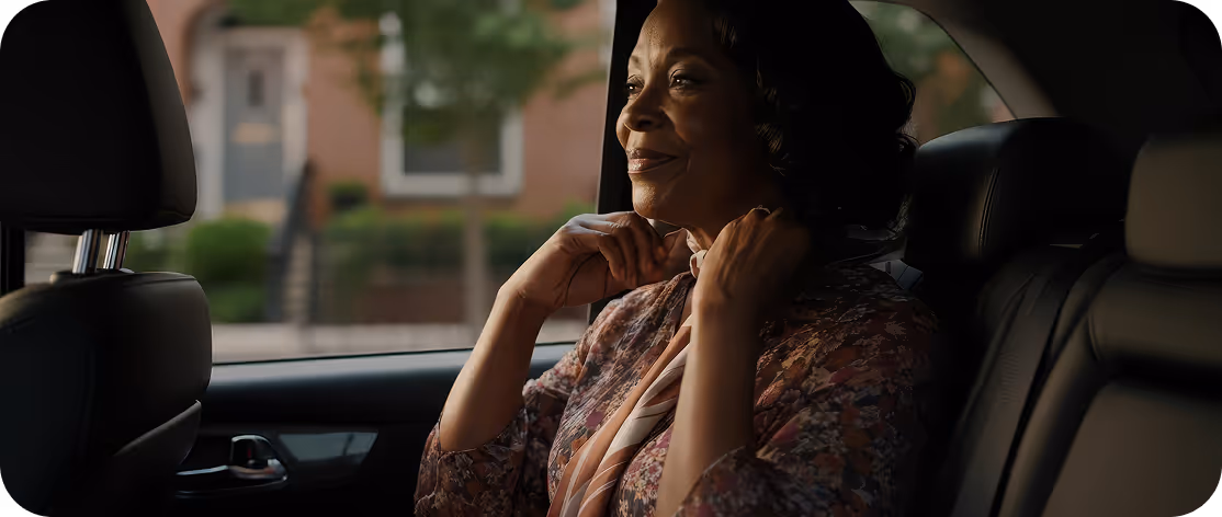 a woman in a car