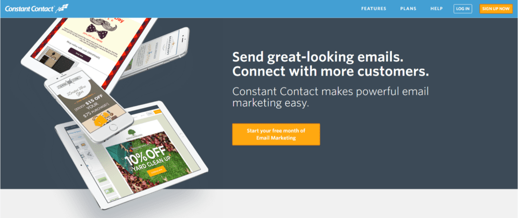 Constant Contact email blast service interface