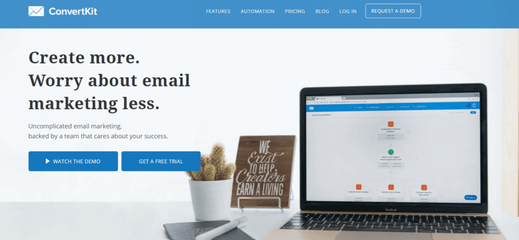 ConvertKit email blasting dashboard