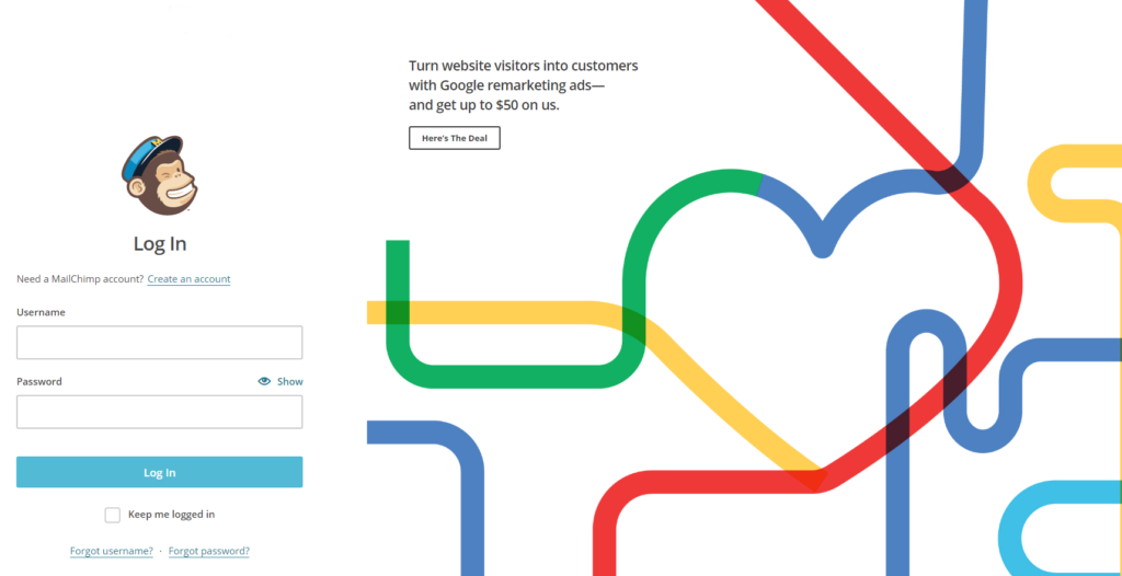 MailChimp email blast platform interface