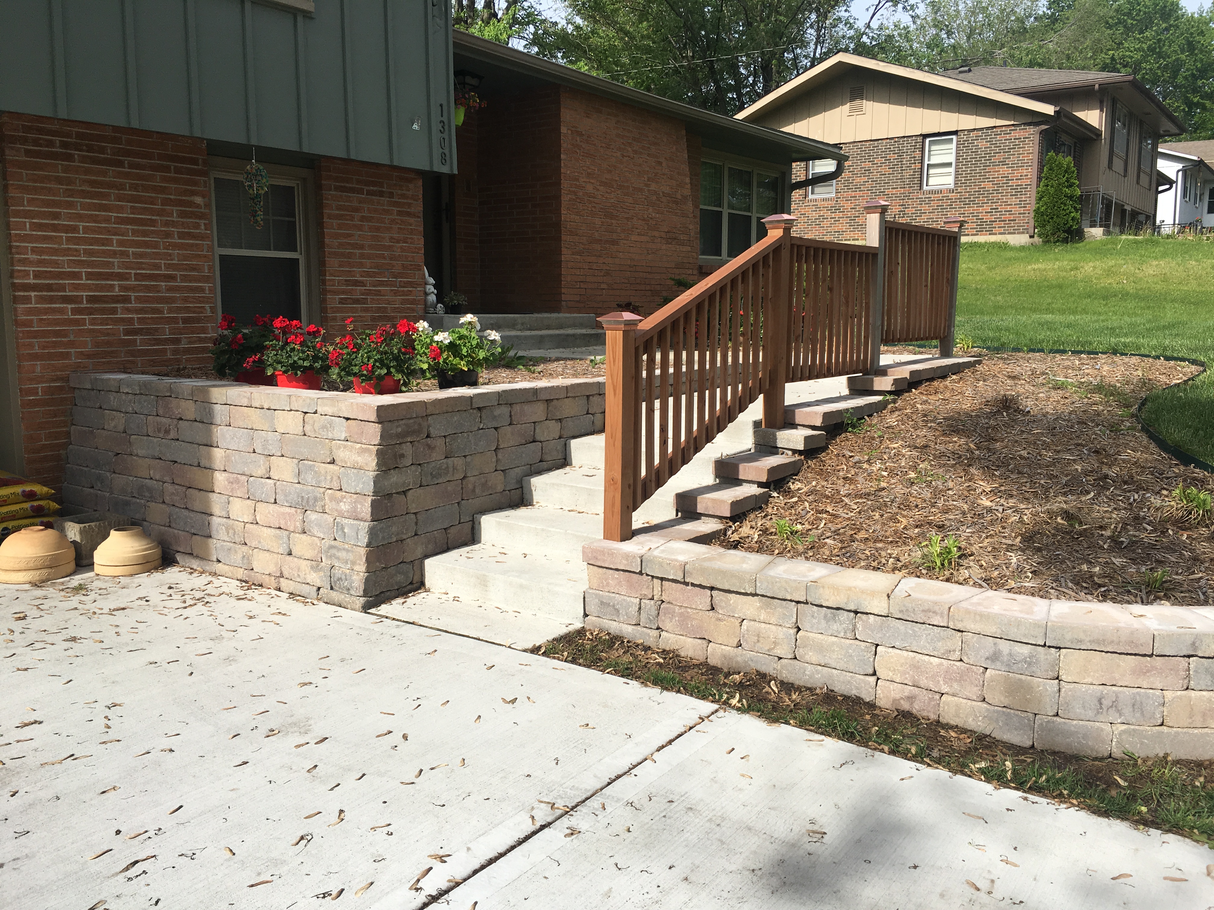 Retaining wall and steps