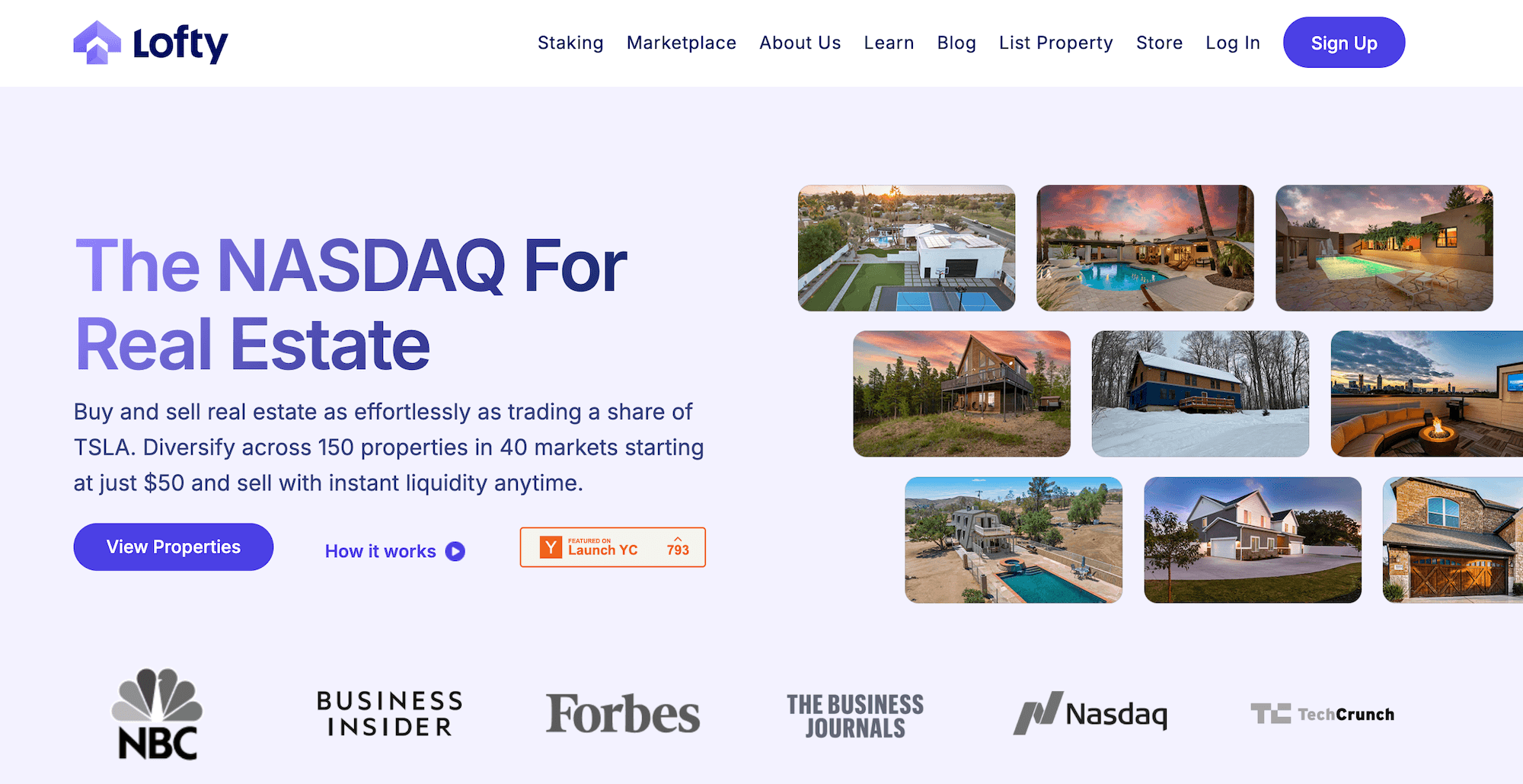 Lofty.ai homepage: The NASDAQ for Real Estate