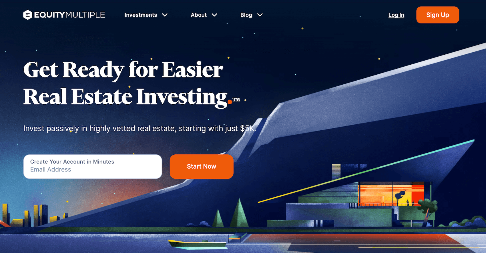 EquityMultiple homepage: Get Ready for Easier Real Estate Investing