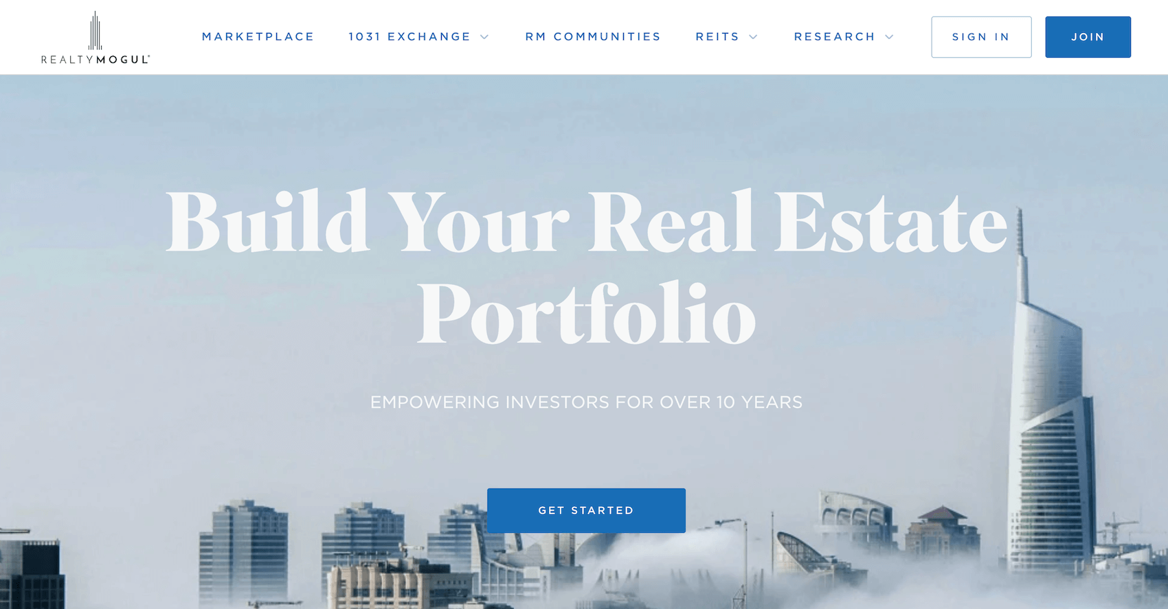 RealtyMogul homepage: Build Your Real Estate Portfolio