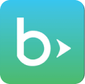 White lowercase letter b with a right-pointing arrow on a blue to green gradient background.