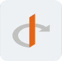 Gray circular arrow around an orange vertical bar on a rounded light gray square background.