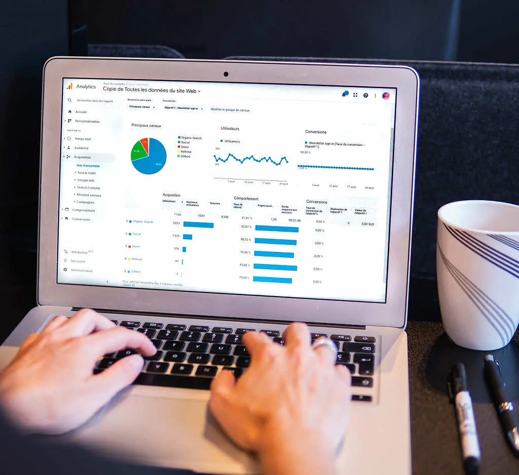 middle aged business owner analyzing digital marketing results