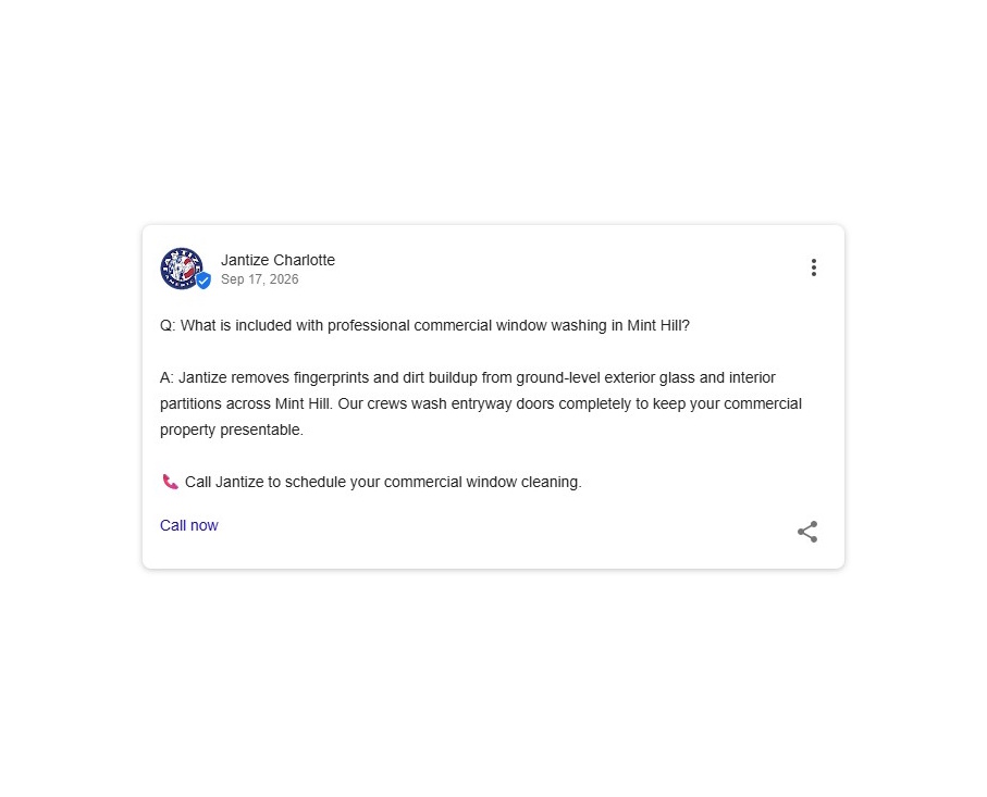 Example of an AI-optimized Q&A post for a local dental clinic Google Business Profile managed by Clientomic