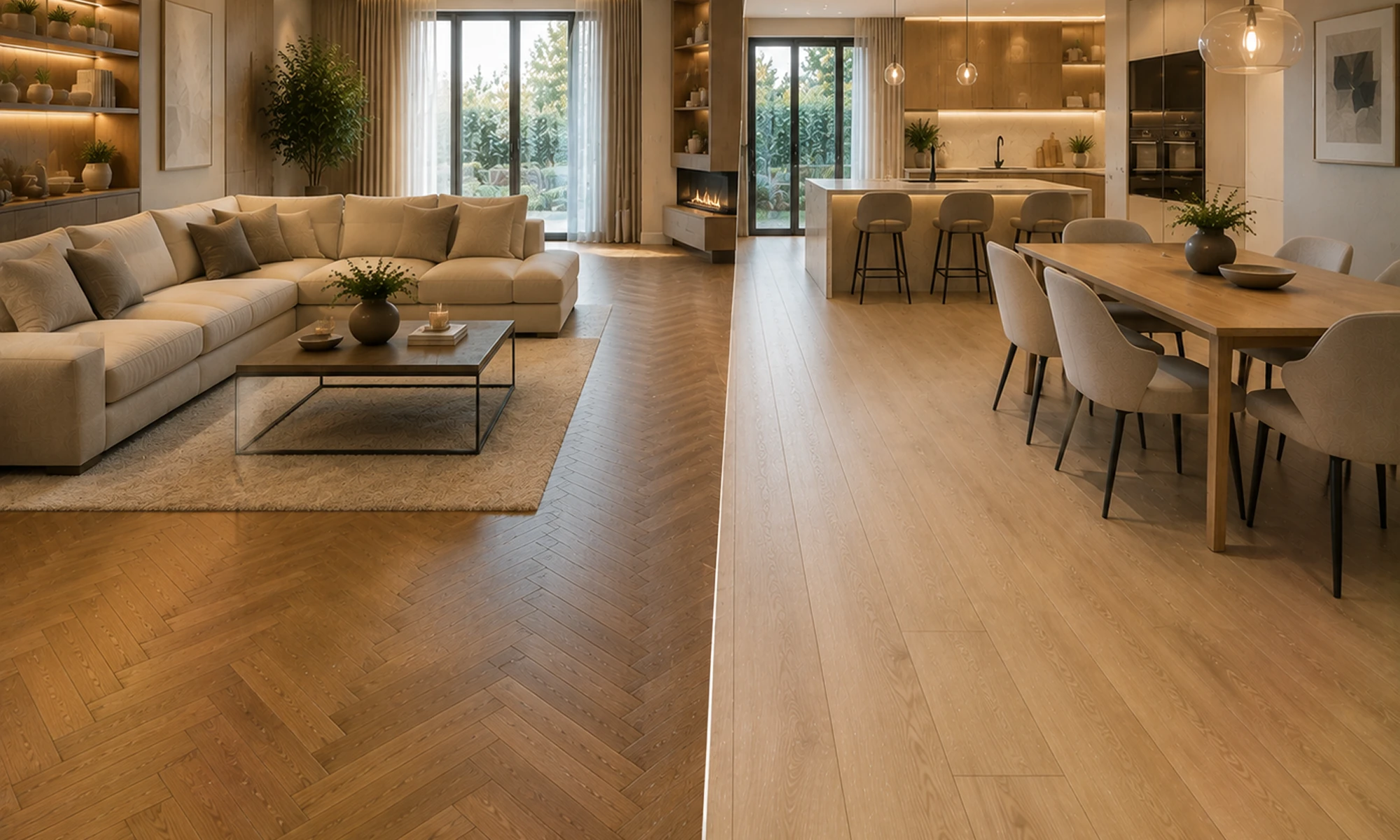 Fa parketta és laminált padló összehasonlítása modern enteriőrben