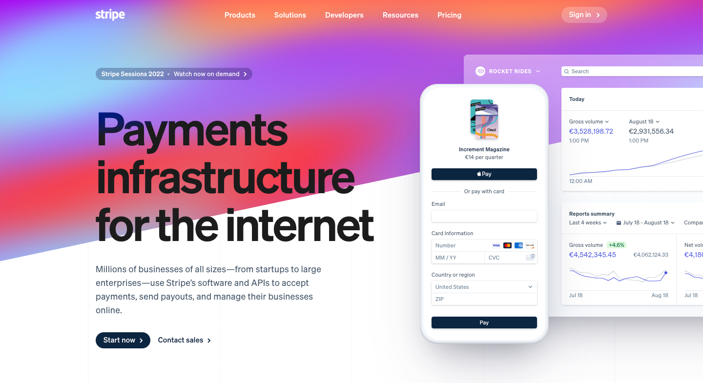 Stripe's website is a masterclass in simplicity and clarity.