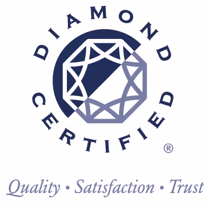 Blue & White Diamond Certified badge with tagline, Quality, Satisfaction, Trust