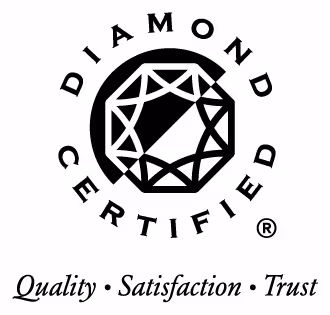 Black & White Diamond Certified badge with tagline, Quality, Satisfaction, Trust