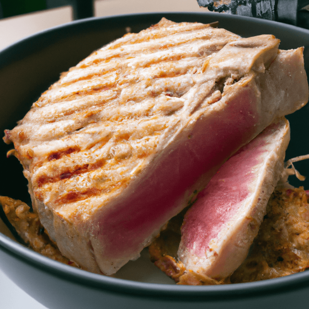 Juicy and tender tuna steaks cooked to perfection in an air fryer