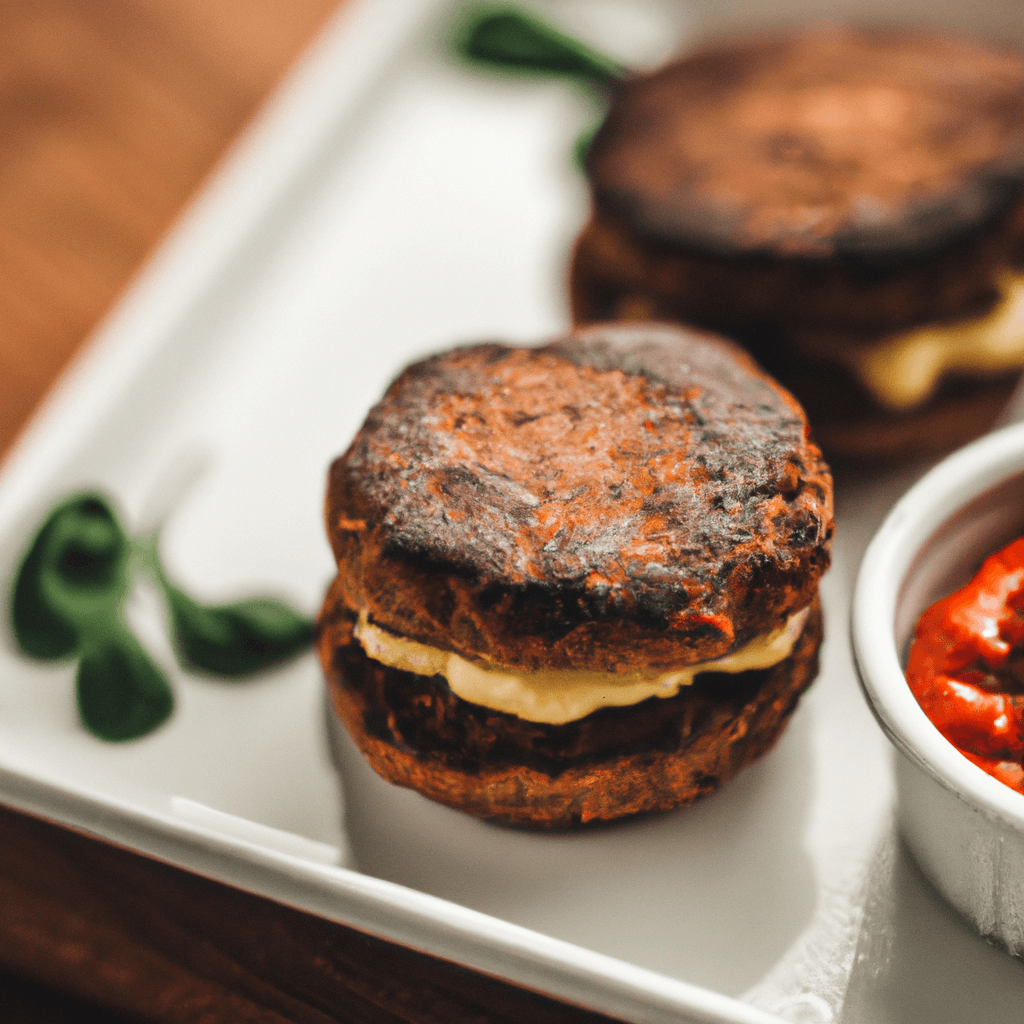 An air fryer basket with perfectly cooked, slightly charred frozen burger patties.