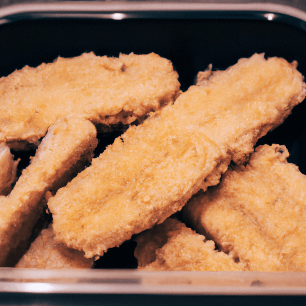 Crispy frozen breaded fish fillets cooked in an air fryer