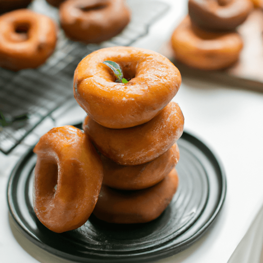 Freshly cooked air fryer doughnuts in greased basket