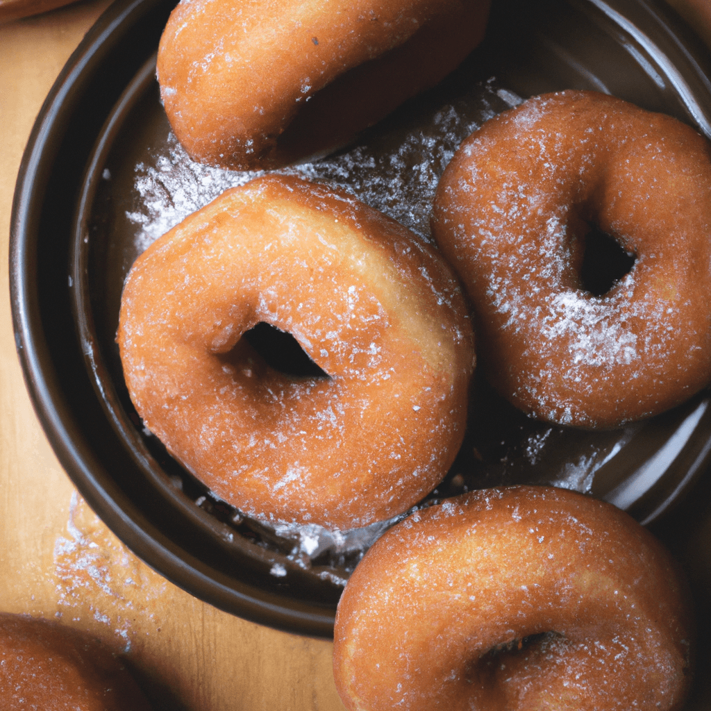 Golden air fryer doughnuts with cinnamon sugar coating