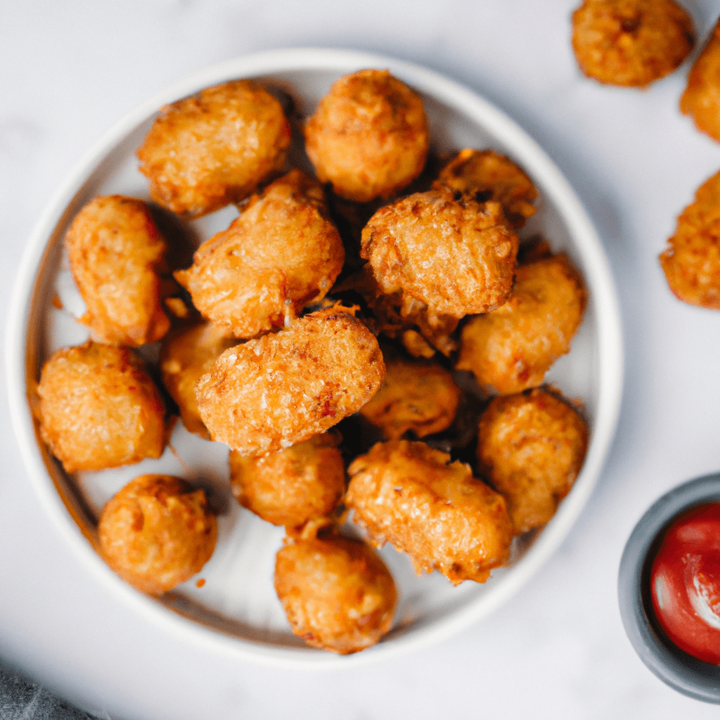 Golden air fryer tater tots inside the fryer basket