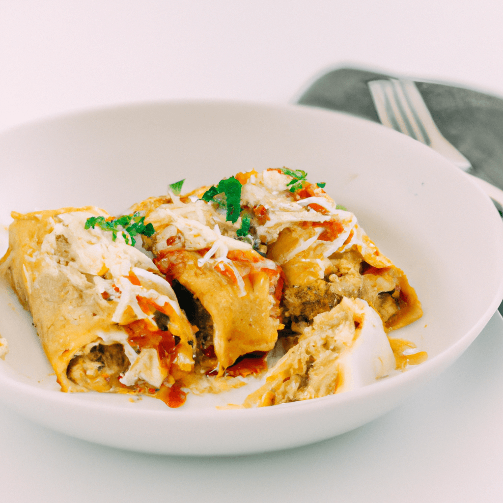Close-up of enchiladas in an air fryer basket with melted cheese