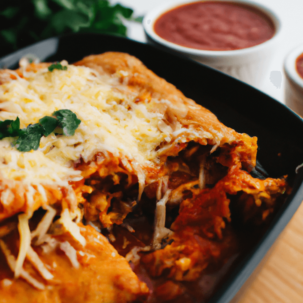 A plate of crispy air fryer enchiladas smothered in cheese and sauce