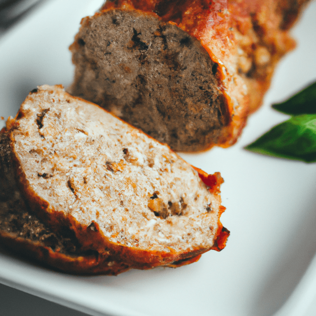 An air fryer basket filled with evenly cooked slices of meatloaf.