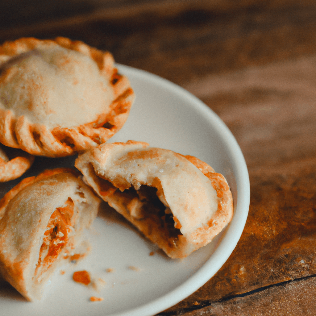 Golden brown air fryer frozen pies on a white plate, ready to eat